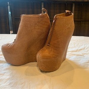 Jeffrey Campbell 99 Two lizard ankle wedge boots